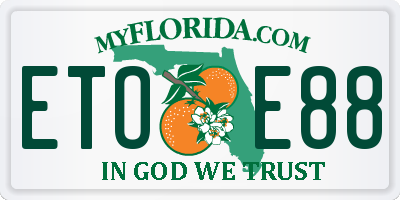 FL license plate ETOE88