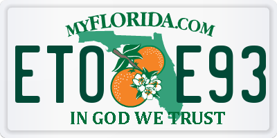 FL license plate ETOE93