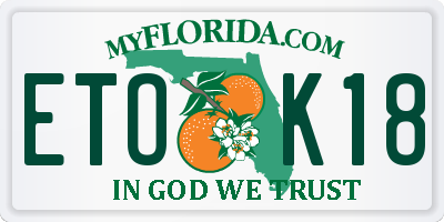FL license plate ETOK18