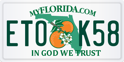 FL license plate ETOK58