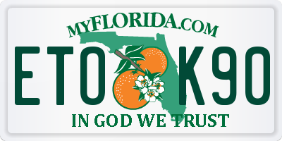 FL license plate ETOK90