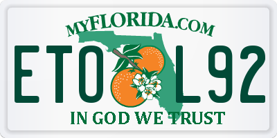 FL license plate ETOL92