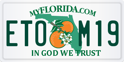FL license plate ETOM19