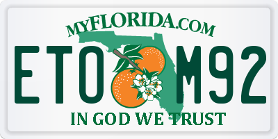 FL license plate ETOM92
