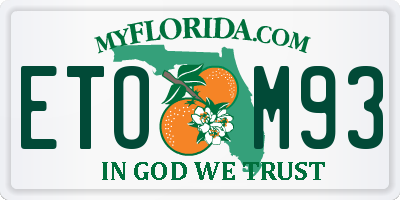 FL license plate ETOM93