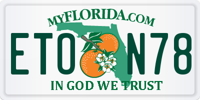 FL license plate ETON78