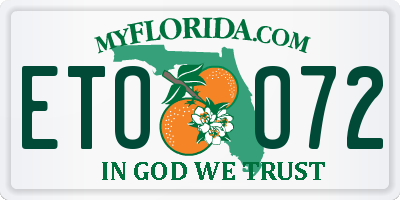 FL license plate ETOO72