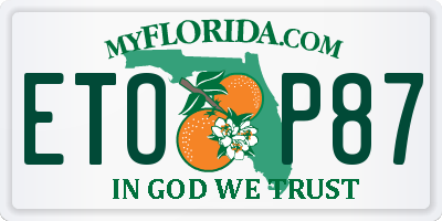 FL license plate ETOP87