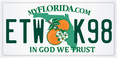 FL license plate ETWK98