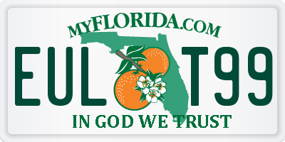 FL license plate EULT99
