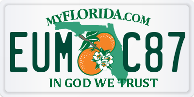 FL license plate EUMC87