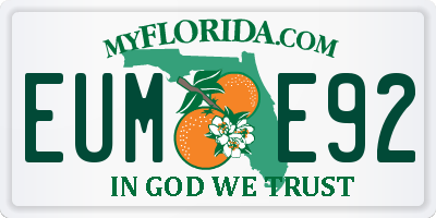 FL license plate EUME92