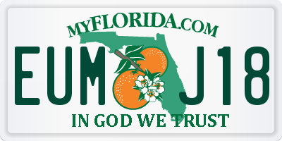 FL license plate EUMJ18