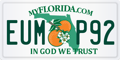 FL license plate EUMP92