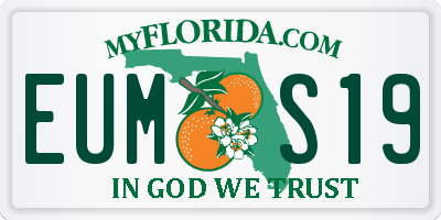 FL license plate EUMS19