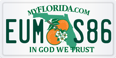 FL license plate EUMS86
