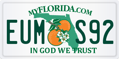 FL license plate EUMS92