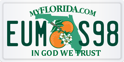 FL license plate EUMS98