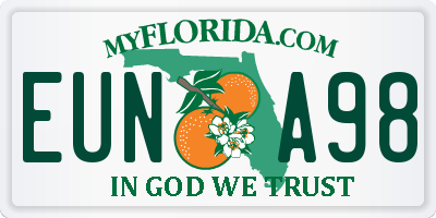 FL license plate EUNA98