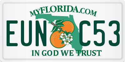 FL license plate EUNC53