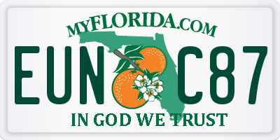 FL license plate EUNC87