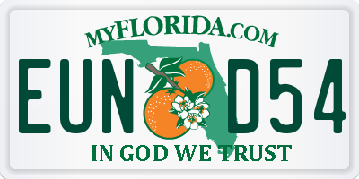 FL license plate EUND54