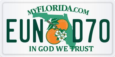FL license plate EUND70