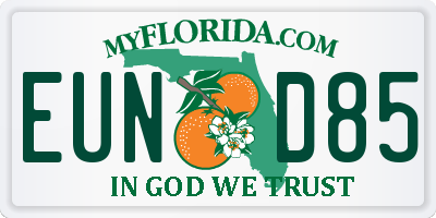 FL license plate EUND85