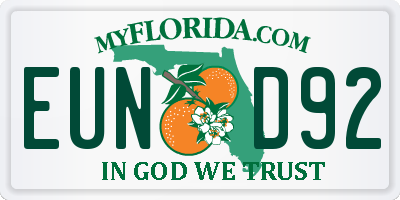 FL license plate EUND92