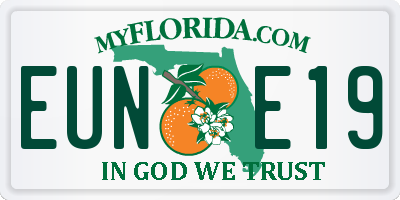 FL license plate EUNE19
