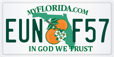 FL license plate EUNF57