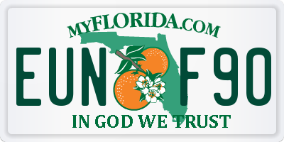 FL license plate EUNF90