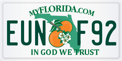 FL license plate EUNF92