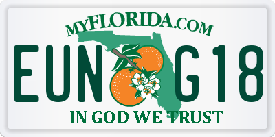 FL license plate EUNG18