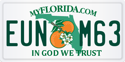 FL license plate EUNM63
