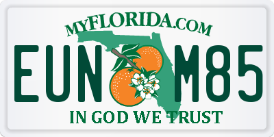 FL license plate EUNM85
