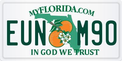 FL license plate EUNM90