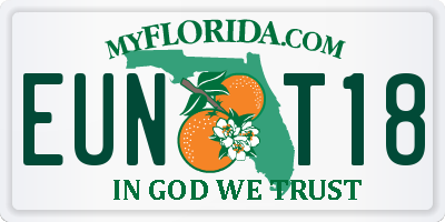 FL license plate EUNT18
