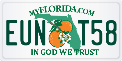 FL license plate EUNT58