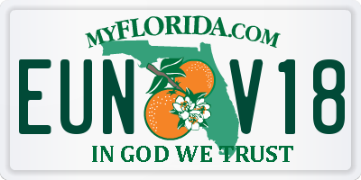 FL license plate EUNV18