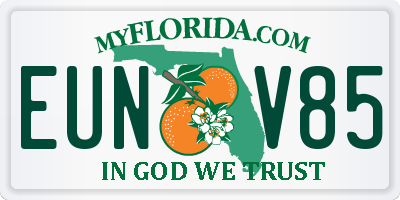 FL license plate EUNV85