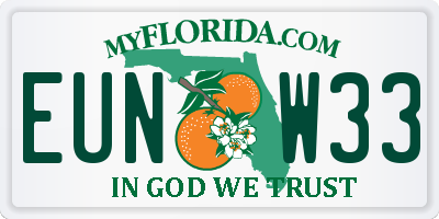 FL license plate EUNW33