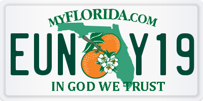 FL license plate EUNY19