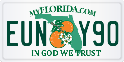 FL license plate EUNY90