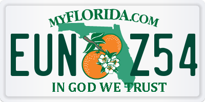 FL license plate EUNZ54