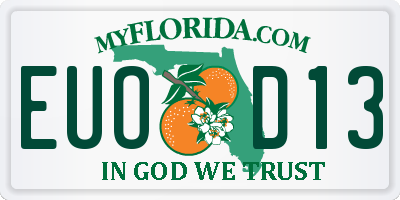 FL license plate EUOD13