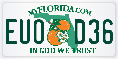 FL license plate EUOD36