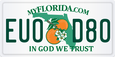 FL license plate EUOD80
