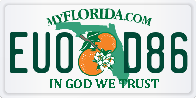 FL license plate EUOD86