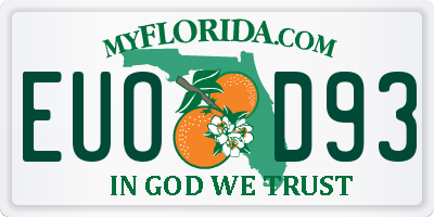 FL license plate EUOD93